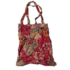 Vintage Handmade Silk Small Bag‎ Purse Red Paisley Floral Reversible Travel Boho